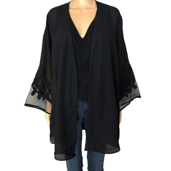 Victoria's Secret Other - 90s Vintage Victorias Secret Robe Small Black Open Chiffon Whimsigoth Burlesque